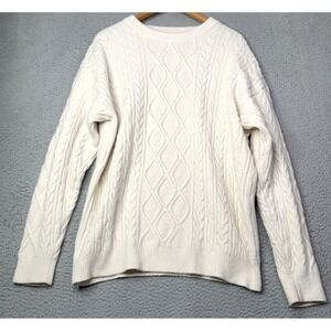 Aelfric Eden Sweater Mens Size Large Chunky Knit Ivory Classic Casual Sweater